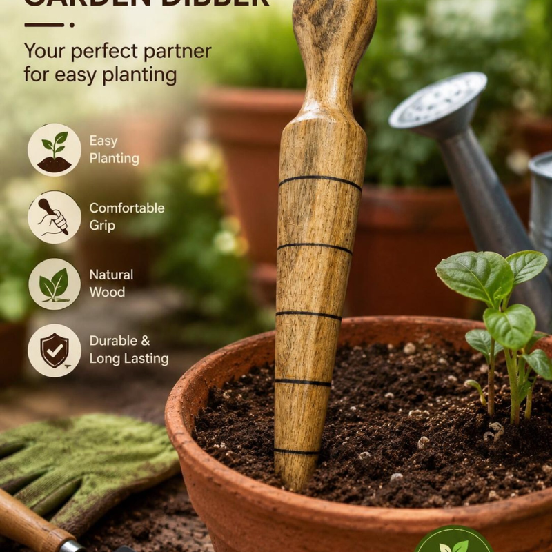 Handmade Wooden Garden Dibber – Seed Planting Tool by Foxglove Home