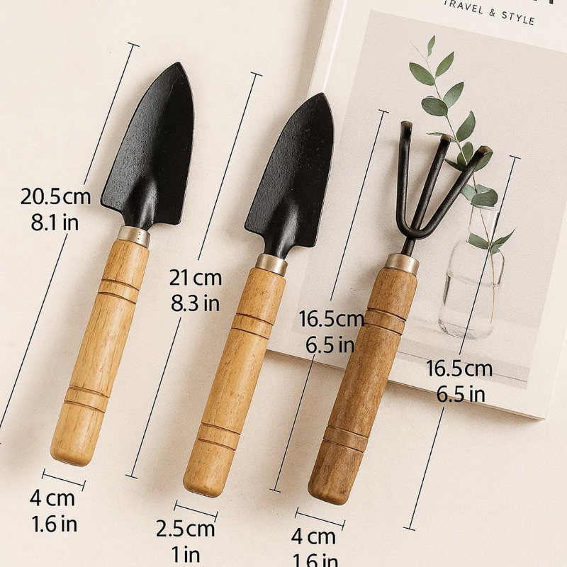 Handmade Wooden Garden Tool Set – Trowels & Cultivator Fork by Foxglove Home