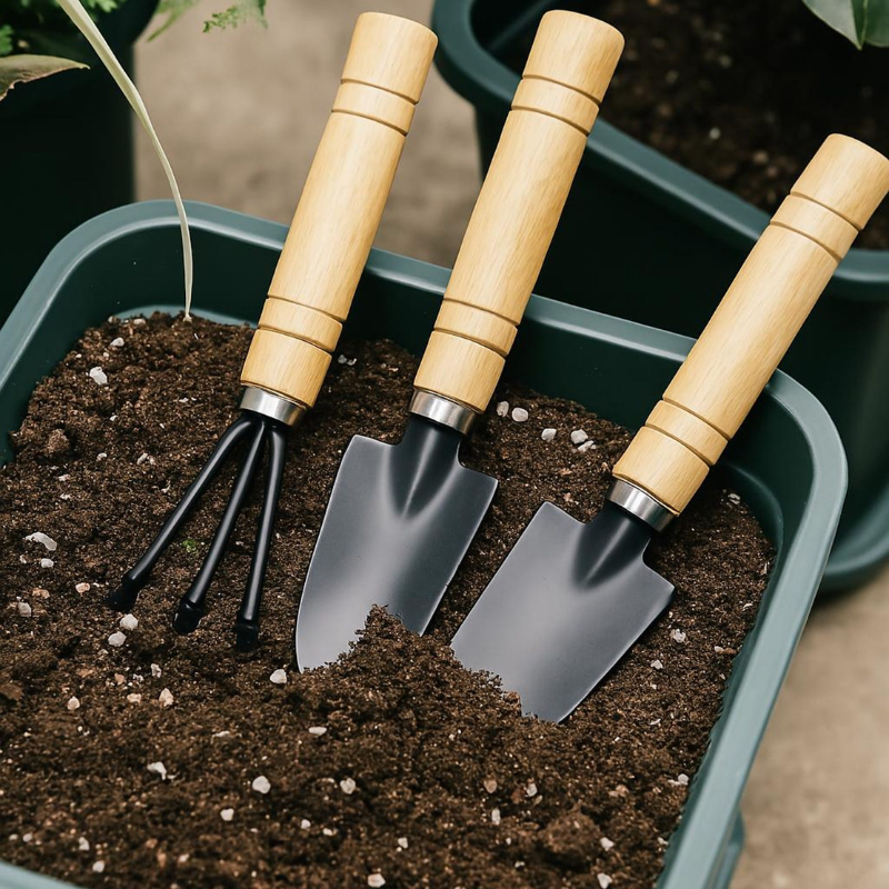 Handmade Wooden Garden Tool Set – Trowels & Cultivator Fork by Foxglove Home