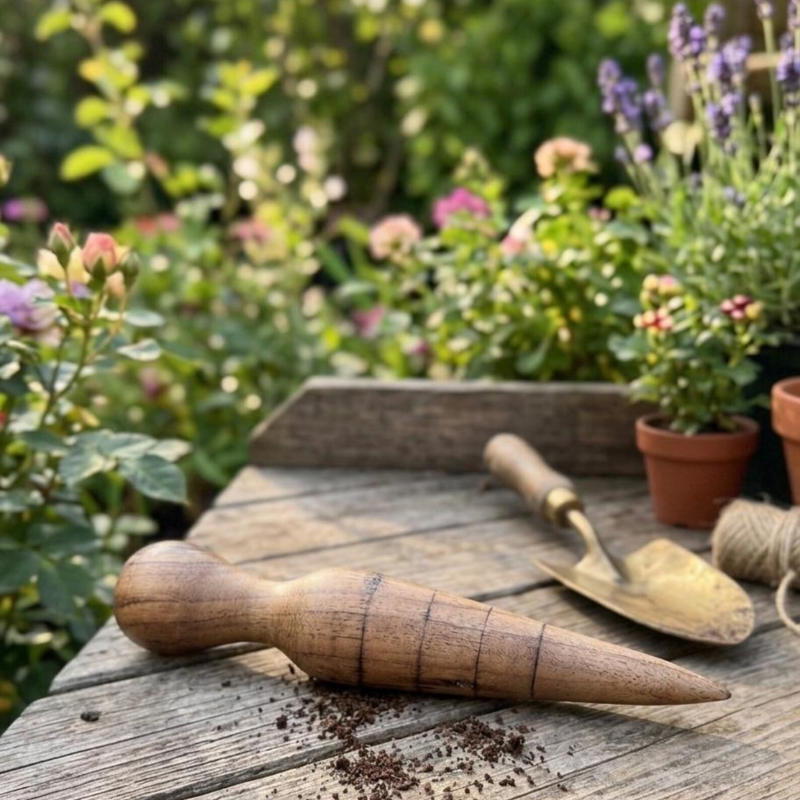 Handmade Wooden Garden Dibber – Seed Planting Tool by Foxglove Home