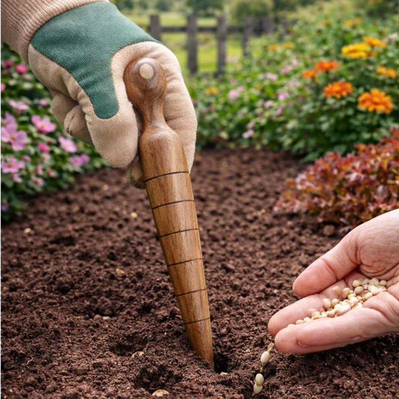 Handmade Wooden Garden Dibber – Seed Planting Tool by Foxglove Home