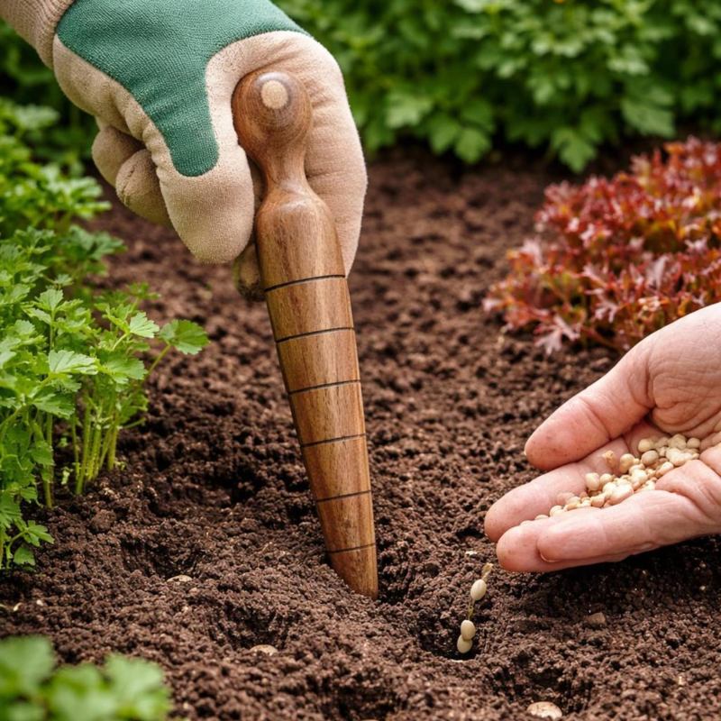 Handmade Wooden Garden Dibber – Seed Planting Tool by Foxglove Home