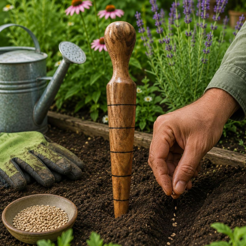 Handmade Wooden Garden Dibber – Seed Planting Tool by Foxglove Home