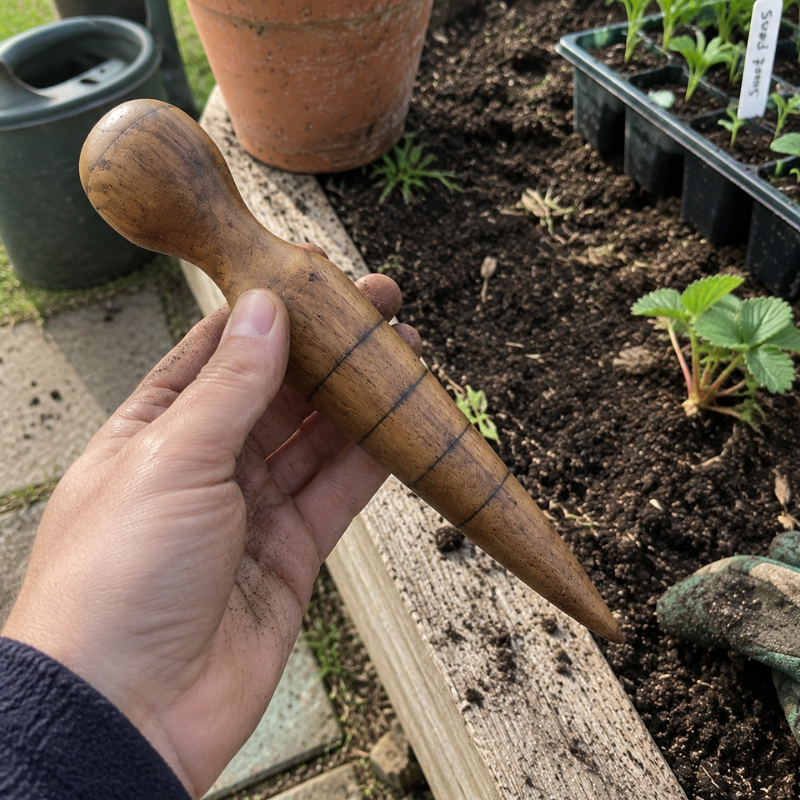 Handmade Wooden Garden Dibber – Seed Planting Tool by Foxglove Home