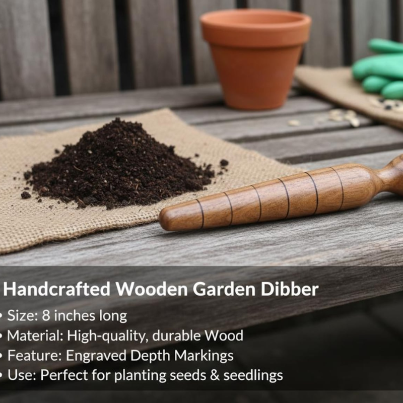Handmade Wooden Garden Dibber – Seed Planting Tool by Foxglove Home